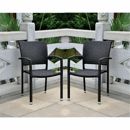 INTERNATIONAL CARAVAN 4210-SQ-CH-S-2 Bardelona Resin Wicker Square Back Dining Chair - Chocolate, 2PK 4210-SQ-2CH-CH